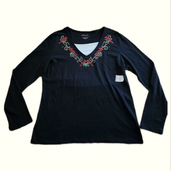Kim Rogers Tops - 🎄 NEW Kim Rogers V-Neck Cardinal Christmas Blouse
